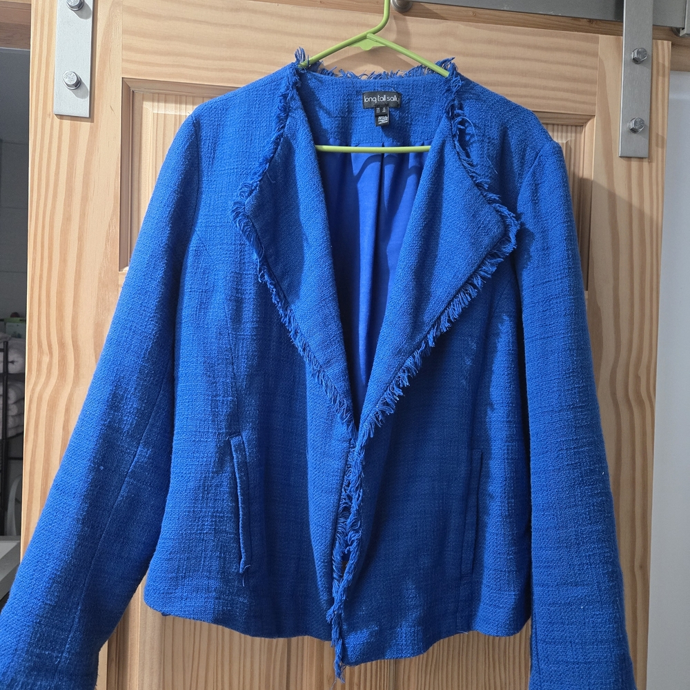 Long Tall Sally Vibrant Blue Frayed Blazer